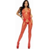 Bodystocking Plasă Inimioare Leg Avenue siluetă Conturată Roșu S-L