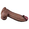 Dildo XXL Din Silicon Dublu Strat, Realist, Ventuză Maro Thumb 2