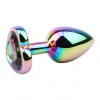 Rainbow Heart Plug Anal Din Aluminiu cu Bijuterie, Potrivită Multicolor Thumb 3