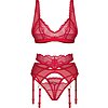 Suspender Set Obsessive Cupide Desir Roșu S-M