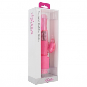 Vibrator Rabbit Happy Hugging Butterfly cu Mărgele Rotative