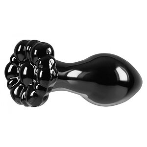 Anal Plug Crystal Flower Negru
