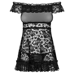 Babydoll Dress Obsessive Flores Negru S-M
