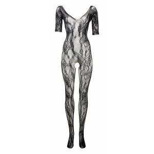 Catsuit Le Désir Lace Sleeved Negru S-L