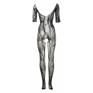 Catsuit Le Désir Lace Sleeved Negru S-L