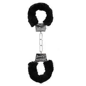 Cătușe Beginners Handcuffs Furry Negru pe Domnisoare.ro