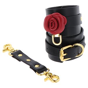 Cătușe Din Piele Wild Roses Wrist Cuffs Negru Cătușe Din Piele Wild Roses Wrist Cuffs Negru pe Domnisoare.ro