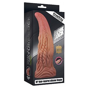 Dildo În Formă De Limbă Platinum 25cm – Strat Dublu Maro