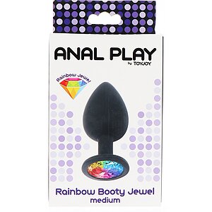 Dop Anal Bijuterie Curcubeu Mediu Negru