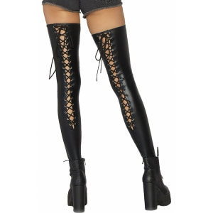 Dresuri Leg Avenue Wetlook Lace Up Thigh Highs Negru Dresuri Leg Avenue Wetlook Lace Up Thigh Highs Negru pe Domnisoare.ro