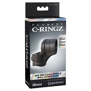 Inel Penis Cu Ball Stretcher Mr. Big Negru