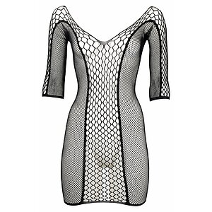 Le Desir Duo Net Sleeved Mini Dress Negru S-L