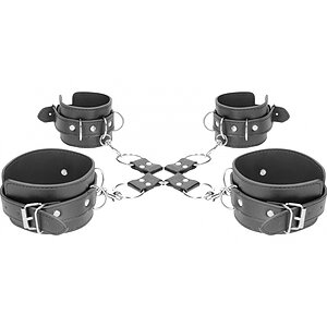 Leather Hand And Legcuffs Negru