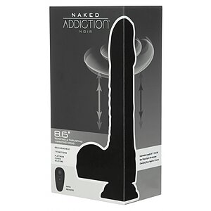 Naked Addiction 23 cm, Vibrator Rotativ și De împingere Negru