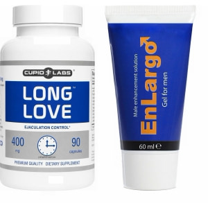 Pachet Cremă Mărirea Penisului Enlargo 100ml + Pastile Ejaculare Precoce Long Love 90buc pe Domnisoare.ro