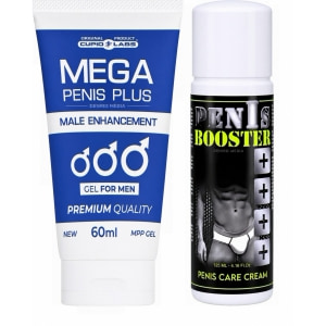 Pachet Gel Mărire Penis Mega Penis Plus 65ml Și Cremă Pentru Potență Penis Booster 125ml pe Domnisoare.ro
