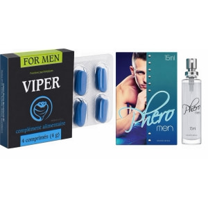 Pachet Parfum cu Feromoni Pheromen 15ml + Pastile Potență Viper FR 4 capsule Pachet Parfum cu Feromoni Pheromen 15ml + Pastile Potență Viper FR 4 capsule pe Domnisoare.ro