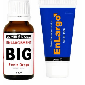 Pachet Picături Big Penis Drops 20ml + Cremă Mărirea Penisului Enlargo 100ml pe Domnisoare.ro