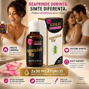 Pachet Afrodisiac Hot Sex Girl 20ml + Afrodisiac Spanish Fly Strong Gold Women 30ml