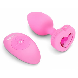 Plug Anal B-Vibe cu Inimă - 15 Moduri, 6 Nivele Roz pe Domnisoare.ro