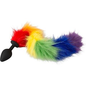 Plug Anal You2Toys cu Coadă Pufoasă Rainbow 42 cm Negru pe Domnisoare.ro