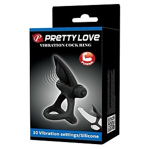 Pretty Love Inel Vibrant Negru, 10 Moduri Silențioase