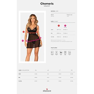 Babydoll Obsessive Chemeris Negru XS-S