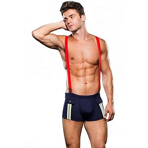 Chilot Fireman Trunk Suspenders Negru pe Domnisoare.ro