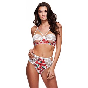 Set Baci White Floral And Lace Alb Set Baci White Floral And Lace Alb pe Domnisoare.ro