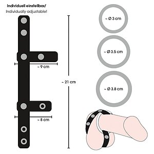 Set Inele Penis Leather Strap Negru
