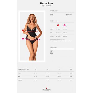 Set Obsessive Bella Rou Top Negru XS-S