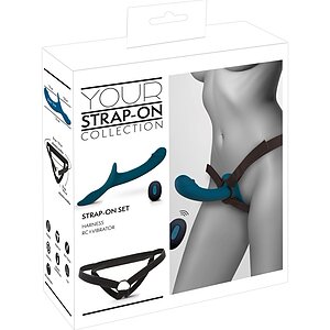 Set Strap-On You2Toys — 7 Moduri, Reîncărcabil Albastru