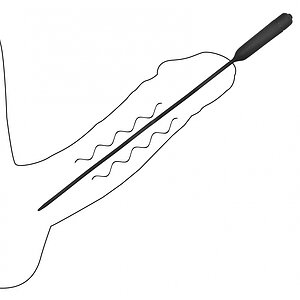 Vibrating Plug Extra Long Urethral Sounding Negru