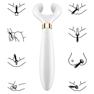 Vibrator Pentru Cuplu Multifun 3 Alb