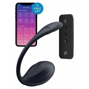 Ribbed Petal Satisfyer — 12 Programe, silicon Moale, Impermeabil Negru pe Domnisoare.ro