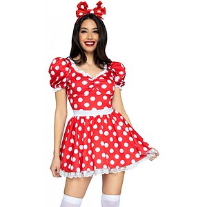 Rochie Leg Avenue Polka Dot Roșu pe Domnisoare.ro