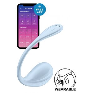 Satisfyer Smooth Petal Connect Vibrator Purtabil 12 Moduri Albastru pe Domnisoare.ro