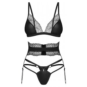 Set 3 Piese Obsessive Lobellis Negru XS-S