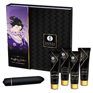 Set Creme Și Vibrator Naughty Geisha Negru pe Domnisoare.ro