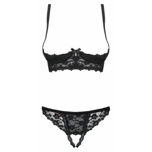 Set Fără Cupe Obsessive Letica Negru L-XL