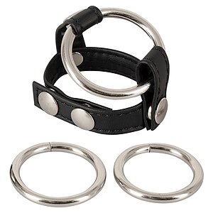 Set Inele Penis Leather Strap Negru pe Domnisoare.ro