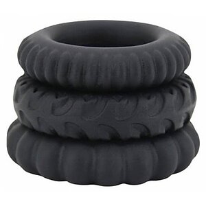Set Inele Penis Titan 3 în 1 Silicone Negru
