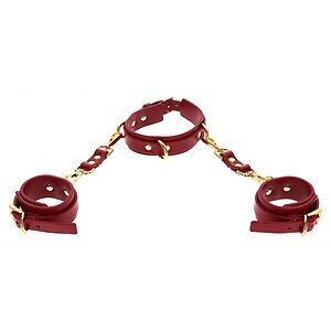 Set Zgardă și Cătușe D-Ring Deluxe Roșu