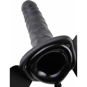 Strap On Cu Vibrații Hollow 20.3cm Negru