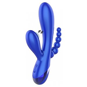 Triple Love Vibrator Rabbit Multifuncțional Albastru pe Domnisoare.ro