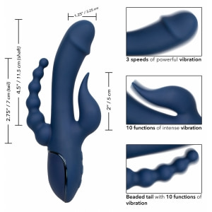 Triple Orgasme CalExotics — Vibrator Reîncărcabil Albastru