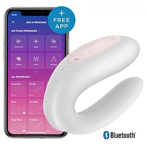 Vibrator Cuplu Satisfyer Double Joy Alb pe Domnisoare.ro