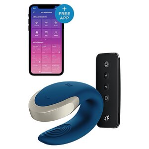 Vibrator Satisfyer Double Love Luxury Partner Albastru Vibrator Satisfyer Double Love Luxury Partner Albastru pe Domnisoare.ro