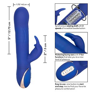 Vibrator Silicone Rotating Rabbit Albastru