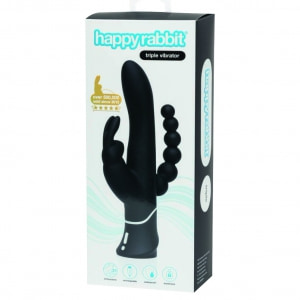 Vibrator Triplu Happy Rabbit Negru